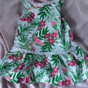 Janie and Jack White Floral Tank Dress with Pink & Green Print